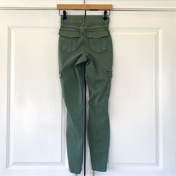 Spanx Pants Green Twill Cargo Legging Skinny Tummy Control Stretch Crop Size XS - Picture 6 of 11